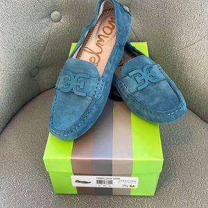 Womens 7.5 Sam Edelman Farrell loafers excellent condition blue suede